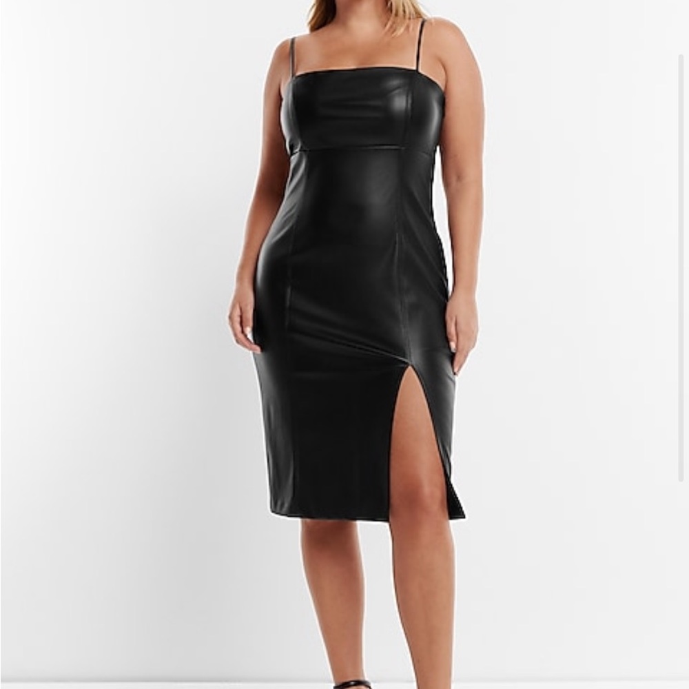 Faux Leather Midi Dress